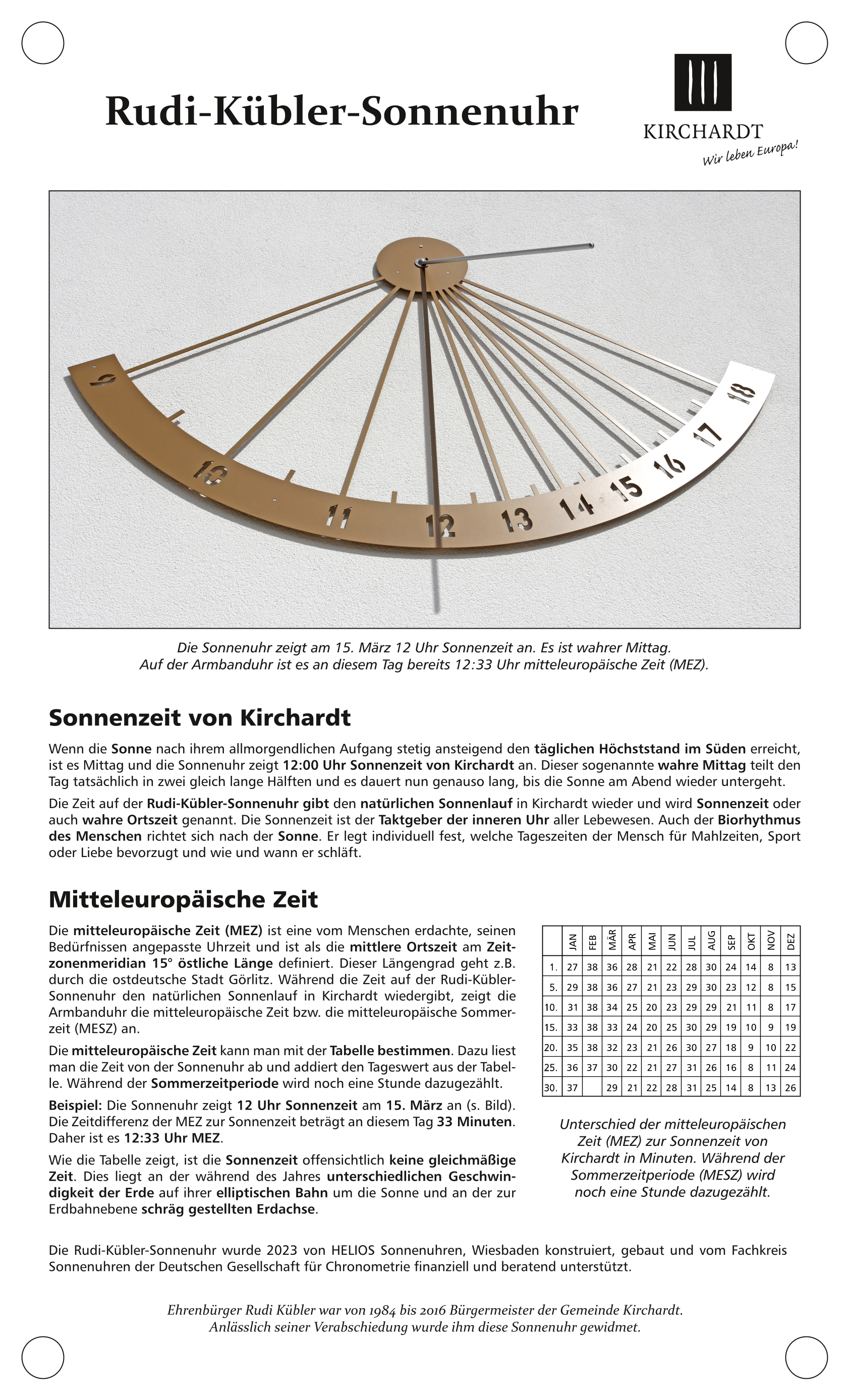  Die Info-Tafel zur Rudi-Kübler-Sonnenuhr beschreibt die Funktion der Sonnenuhr. - Das Bild wird mit Klick vergrößert 