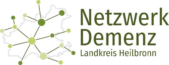  Logo Netzwerk Demenz - Landkreis-Kartenausschnitt mit Vernetzungspunken - das Bild wird mit Klick vergrößert 